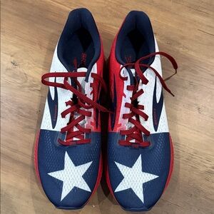 Brooks Launch Texas flag Pattern Red White Blue Sneakers